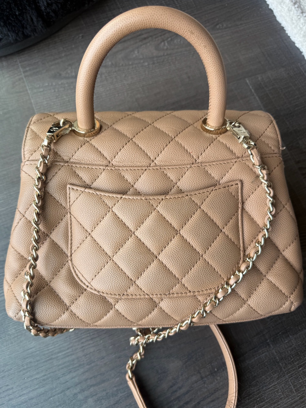 CHANEL Quilted Crossbody Top-Handle Bag in Tan - Picture 8 of 9
